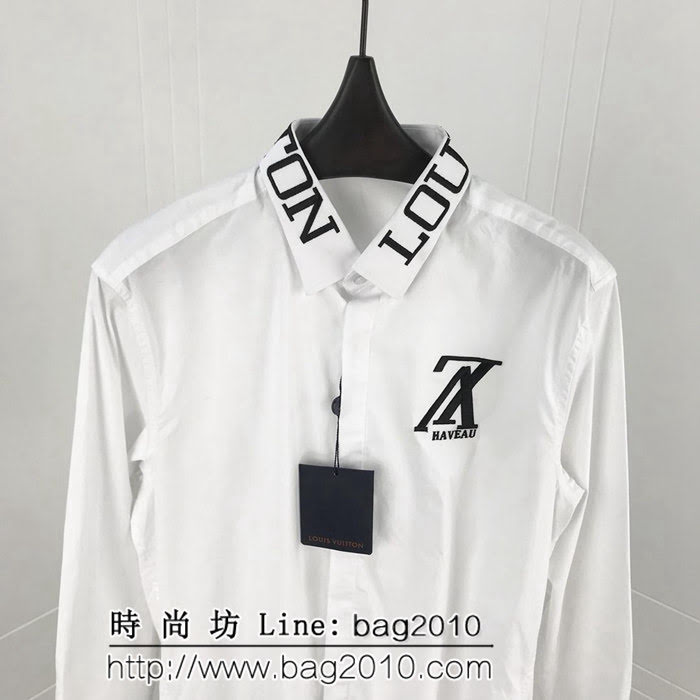 LV路易威登 19ss早春新款 領口胸口刺繡長袖襯衫 高端襯衫料 情侶款 ydi2578